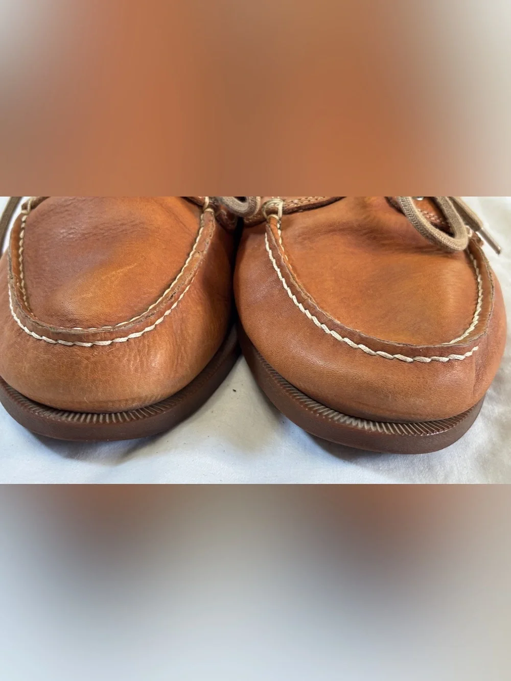 Bass & Co Men’s Leather Boat Shoes Brown Lace Up Moc Toe Size 10.5 M